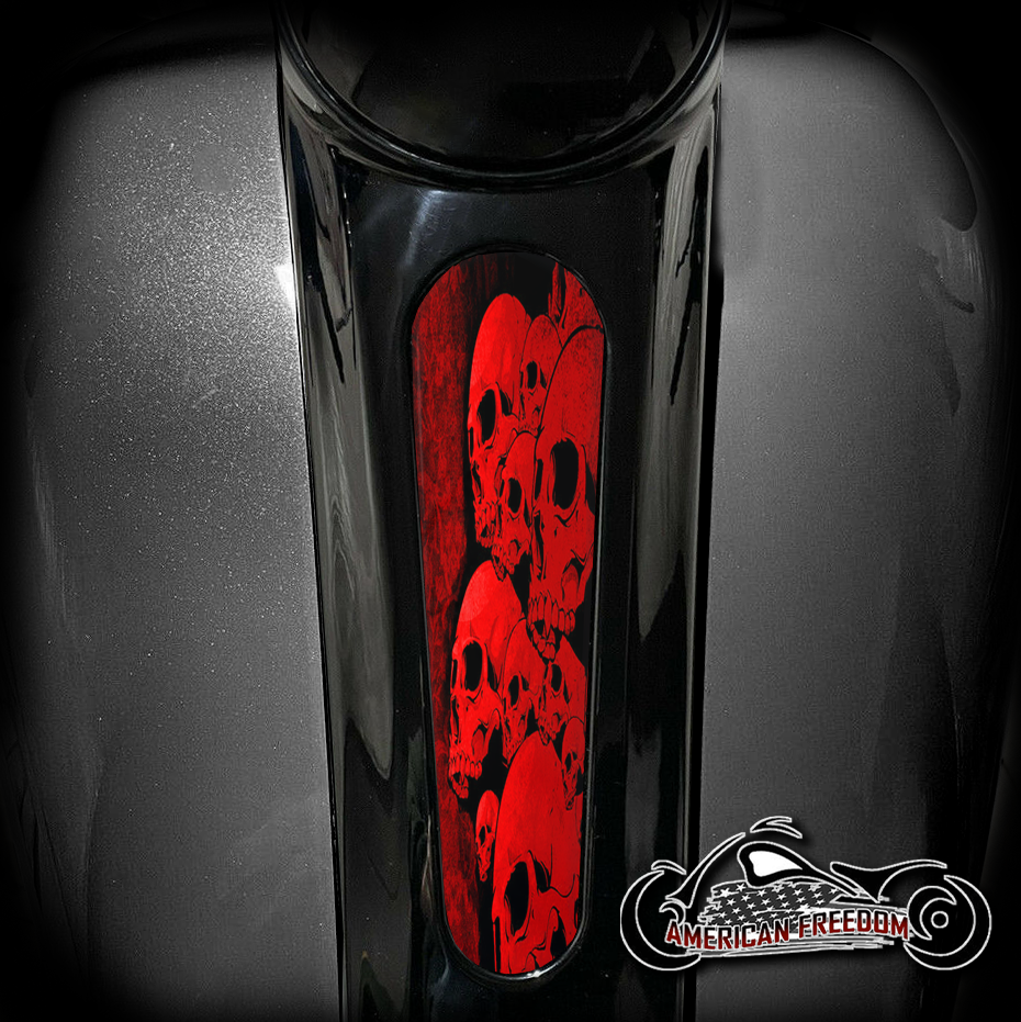 Harley 8 Inch Dash Insert - Red Skull Pile